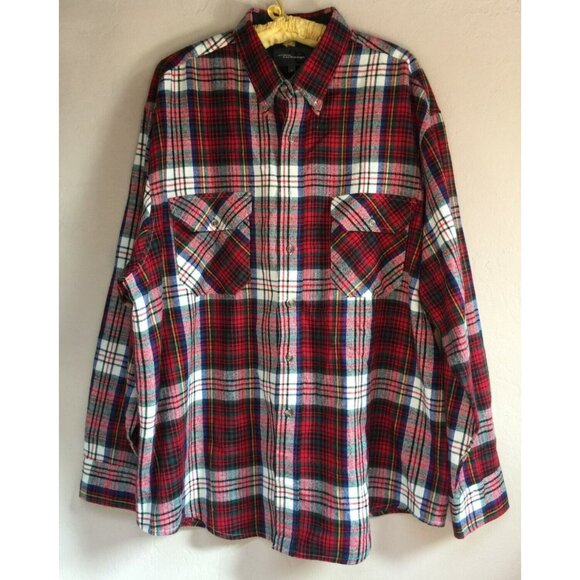 Vintage Outdoor Exchange Mens XL Flannel Shirt Button-Down Long Sleeve Plaid Red